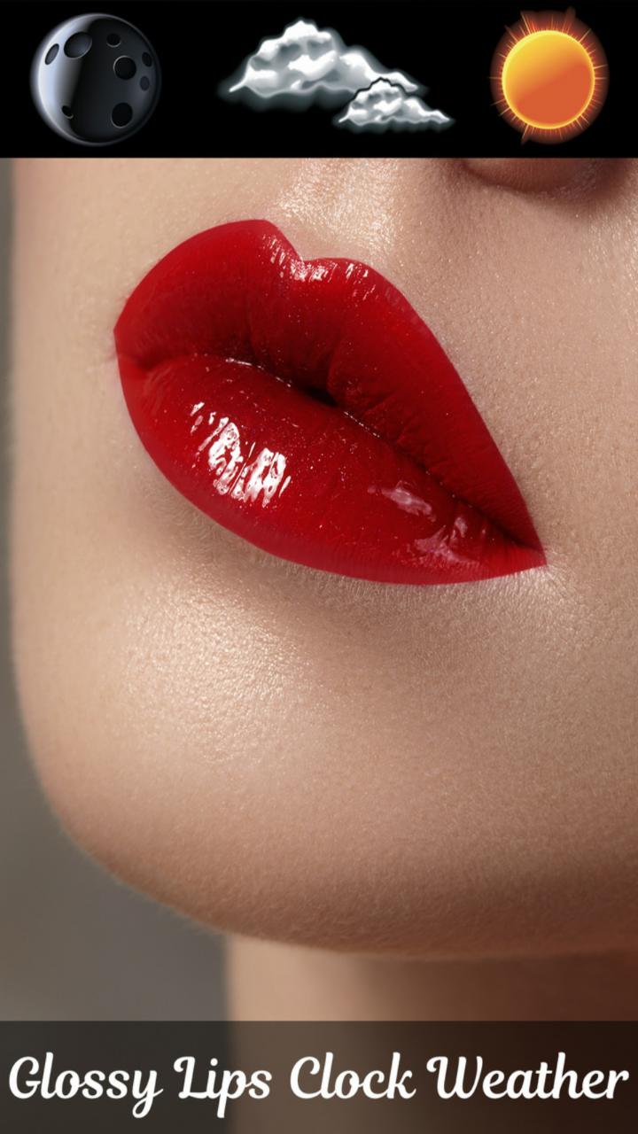 Glossy Lips Clock Weather